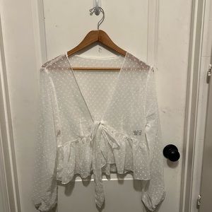 Shein Curve Sheer Top with Tie Sz XL